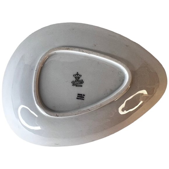 German Alka Kunst Dish Pink Rose Green Hand Painted Bavaria West Germany Signed - Picture 6 of 6